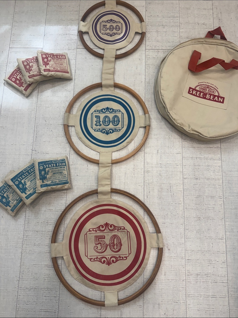 Vintage State Fair Skee-Bean Ring Toss Game - Red, Blue, Purple